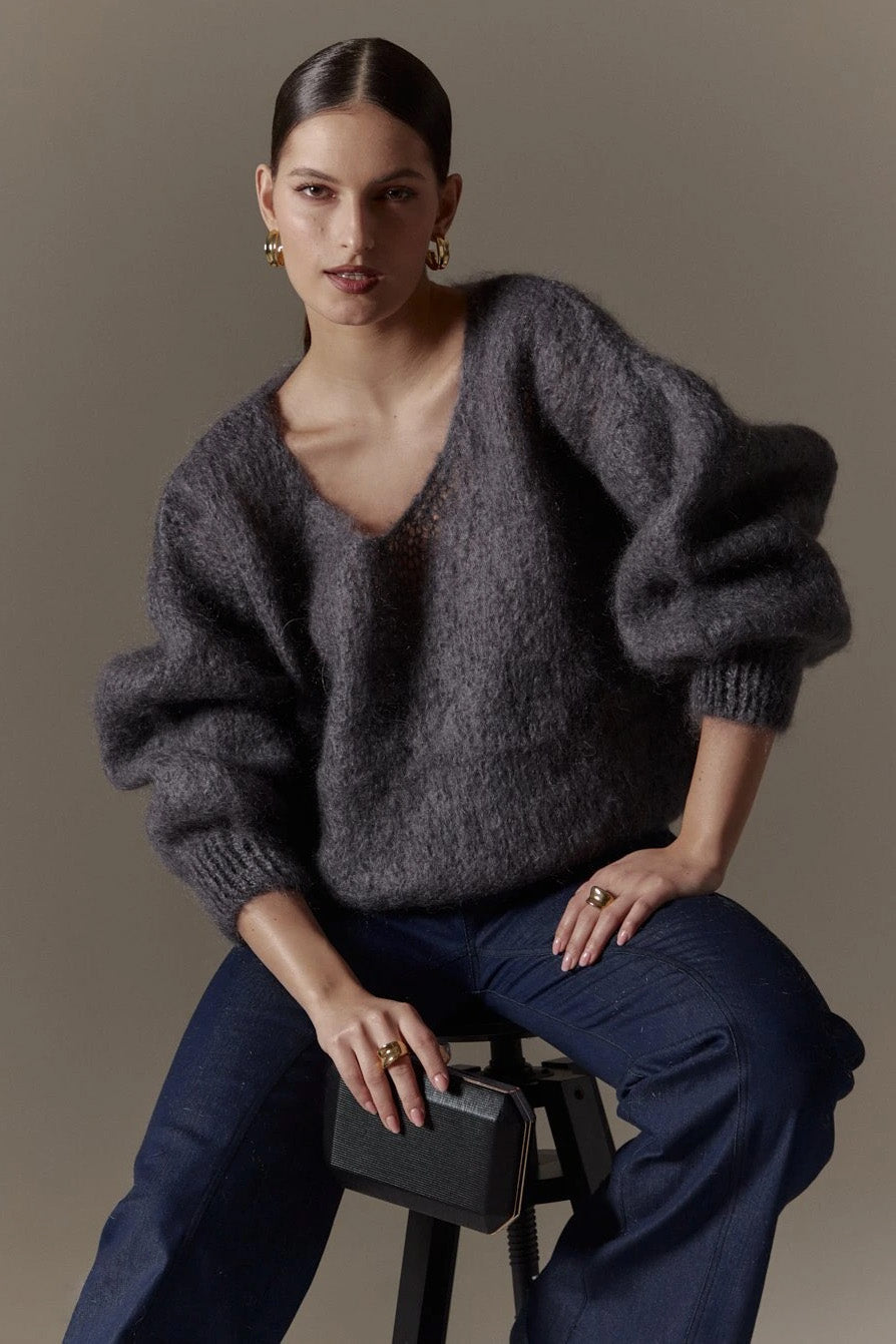 Milana LS Mohair Knit Graphite