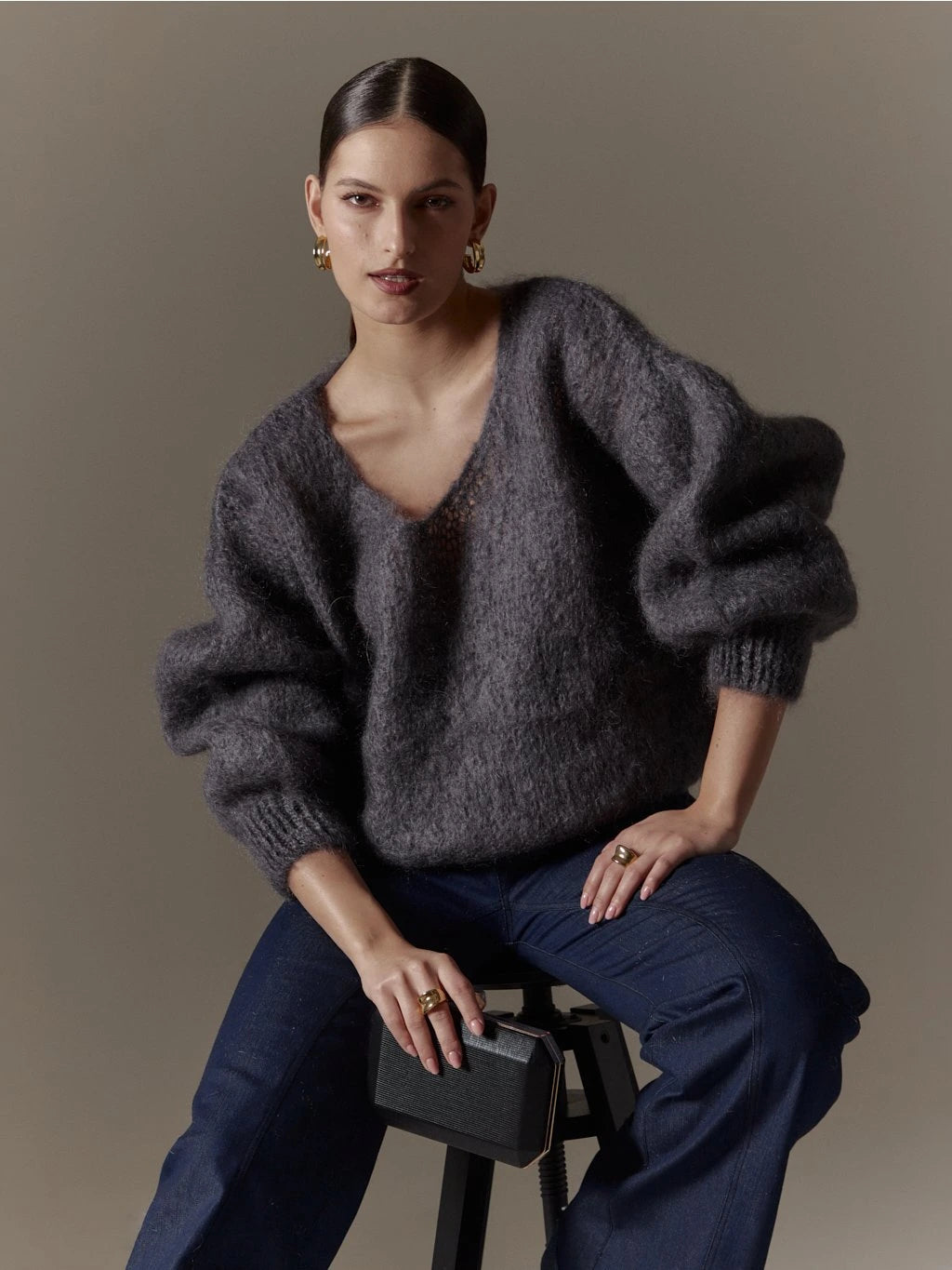 Milana LS Mohair Knit Graphite