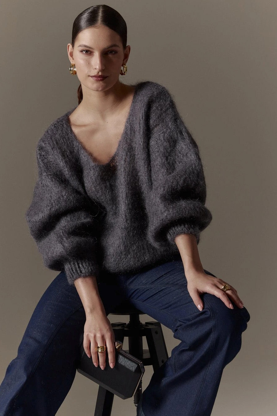 Milana LS Mohair Knit Graphite