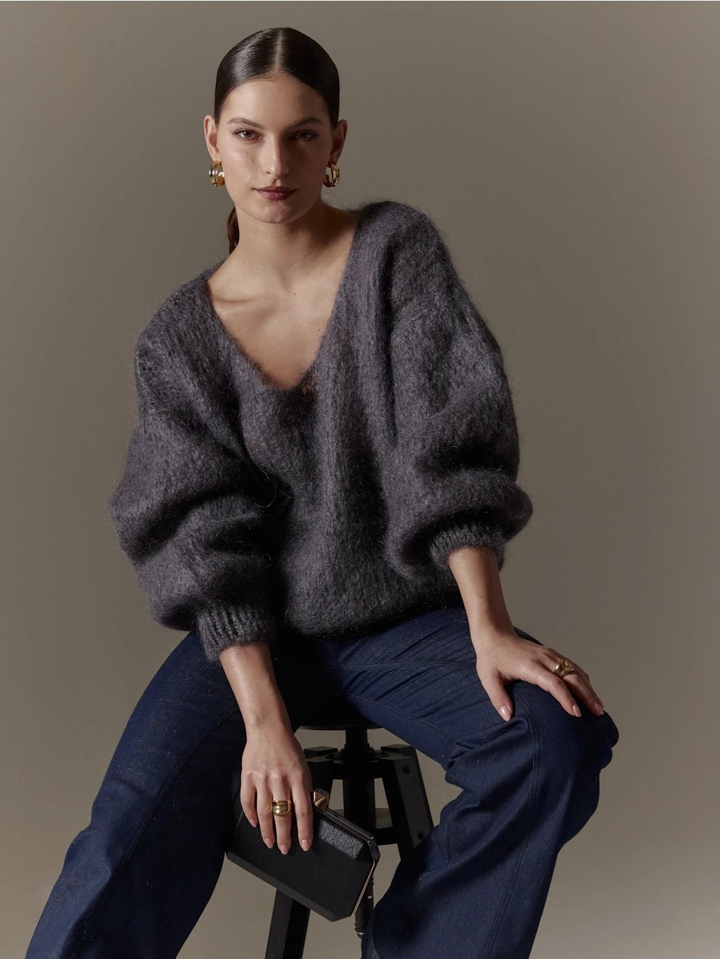 Milana LS Mohair Knit Graphite