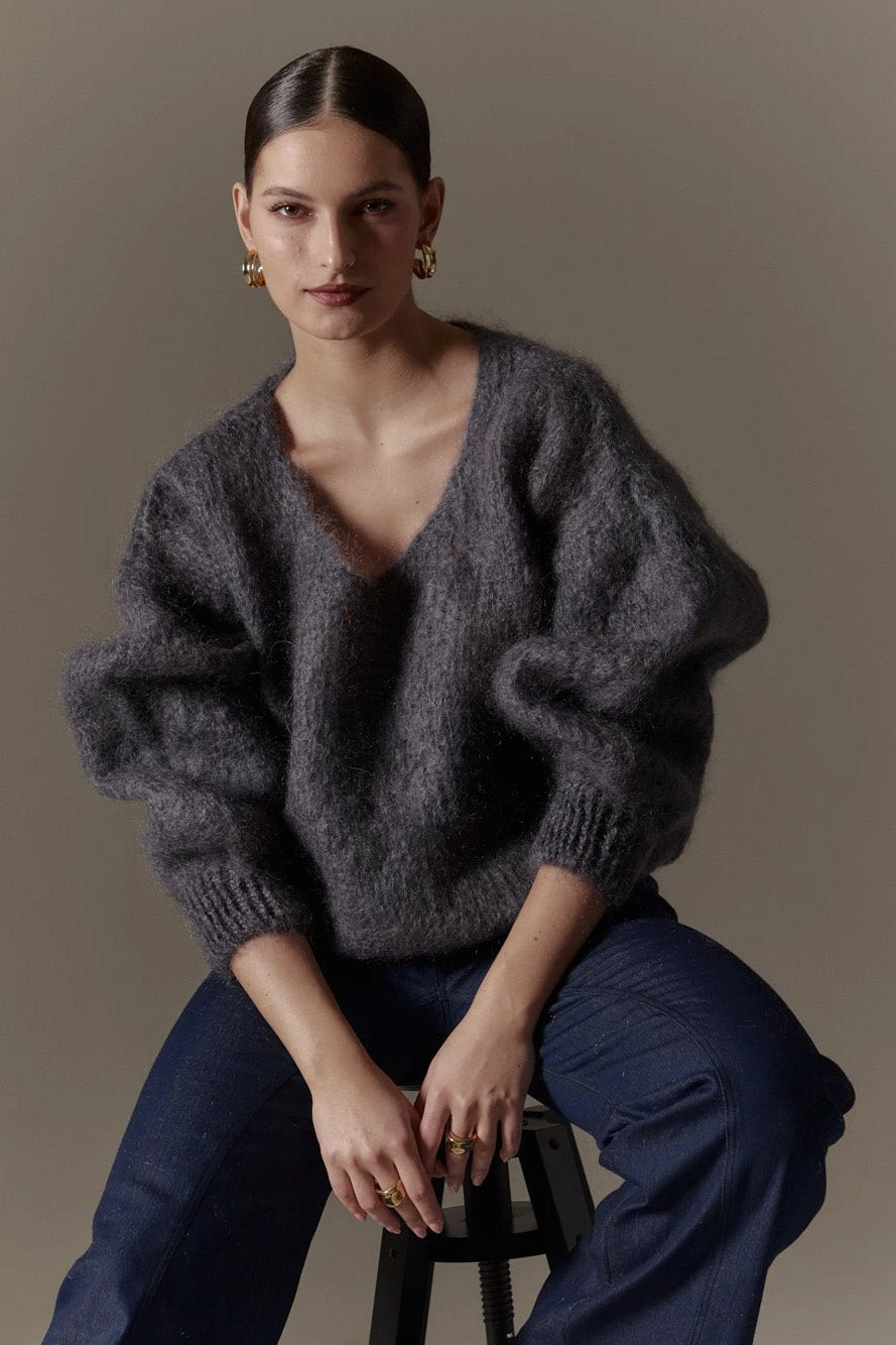 Milana LS Mohair Knit Graphite