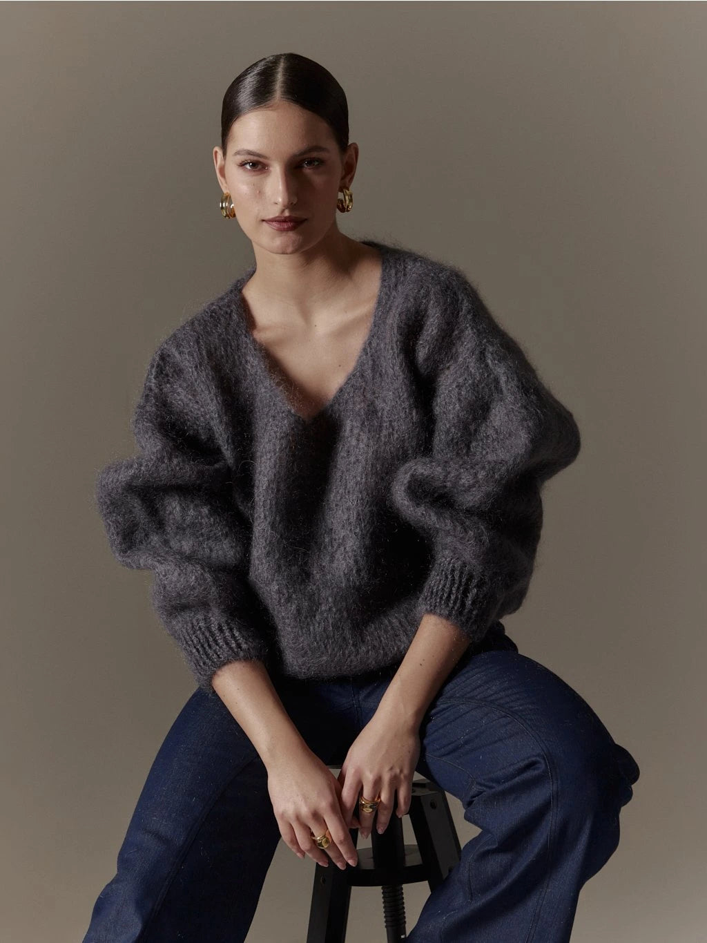 Milana LS Mohair Knit Graphite