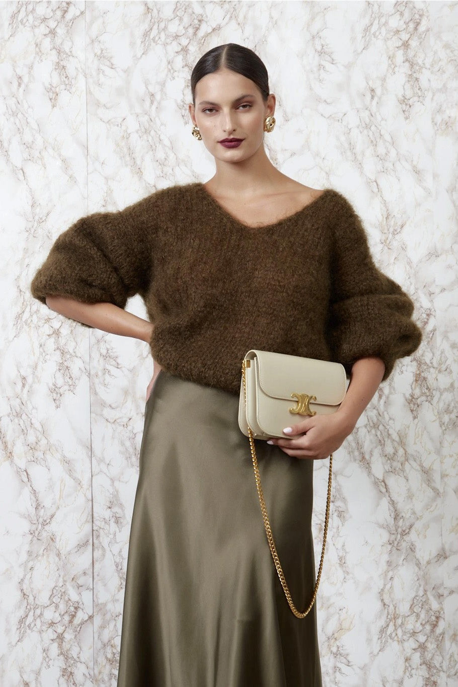 Milana LS Mohair Knit Dark Brown