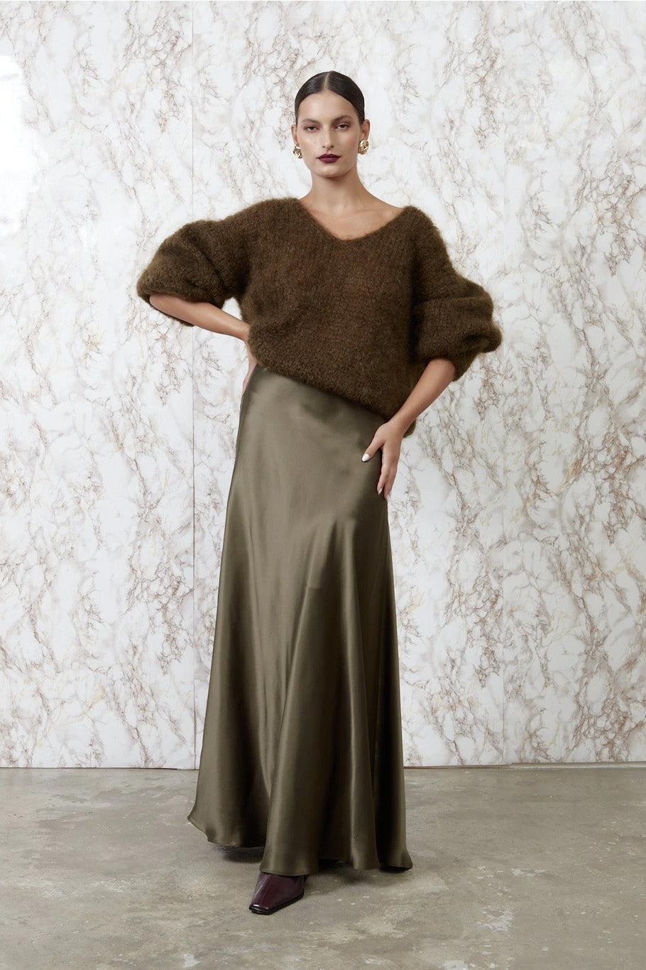 Milana LS Mohair Knit Dark Brown