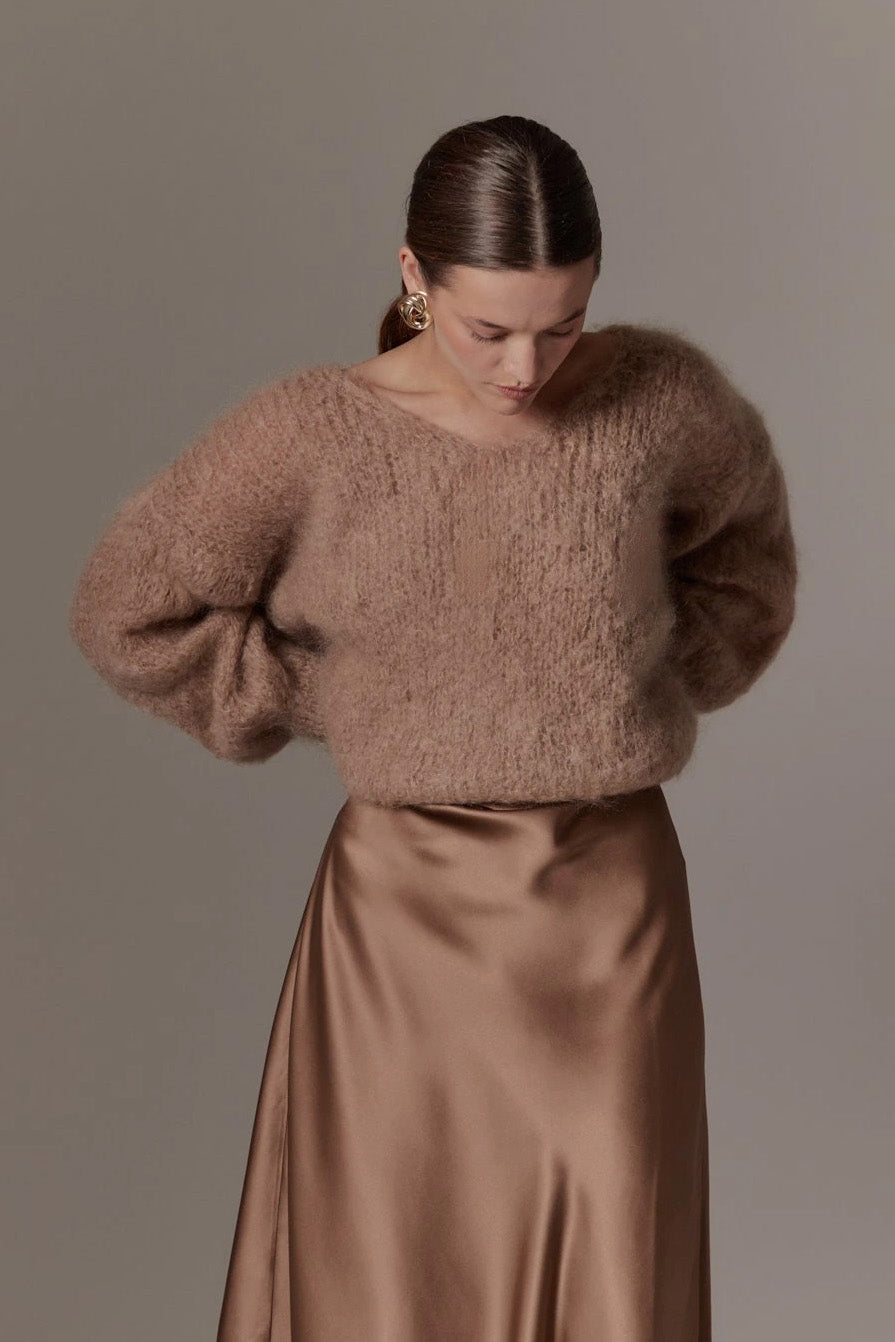 Milana LS Mohair Knit Medium Brown