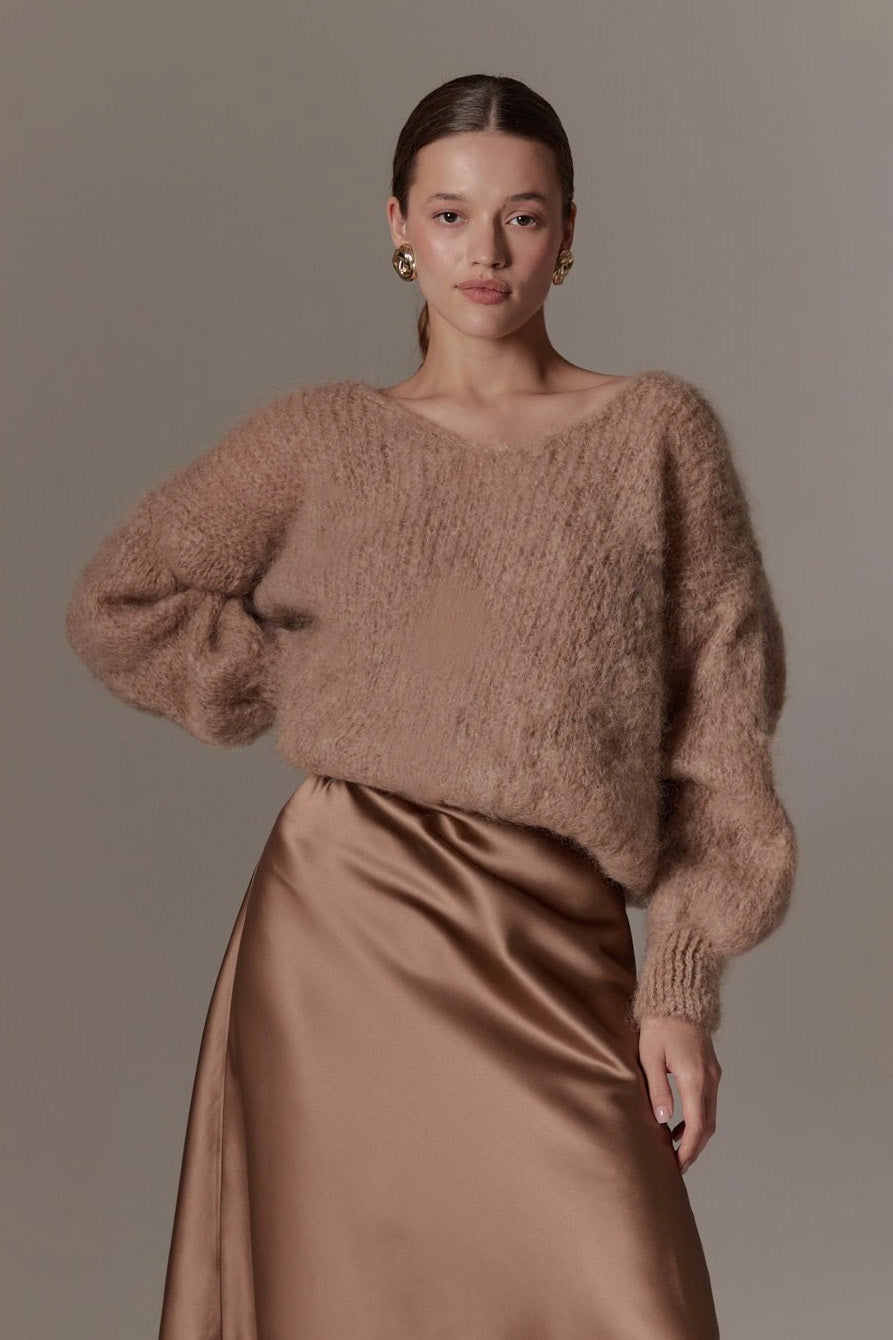 Milana LS Mohair Knit Medium Brown