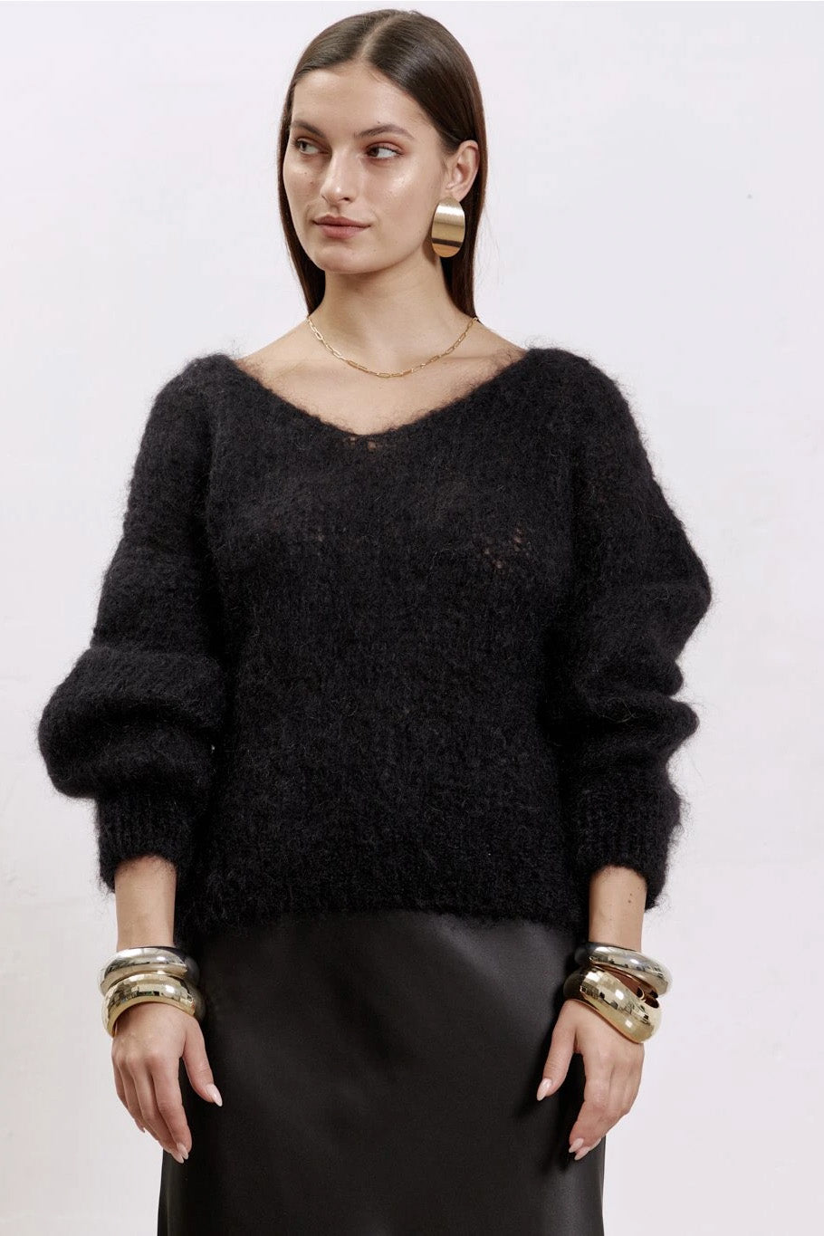 Milana LS Mohair Knit Black