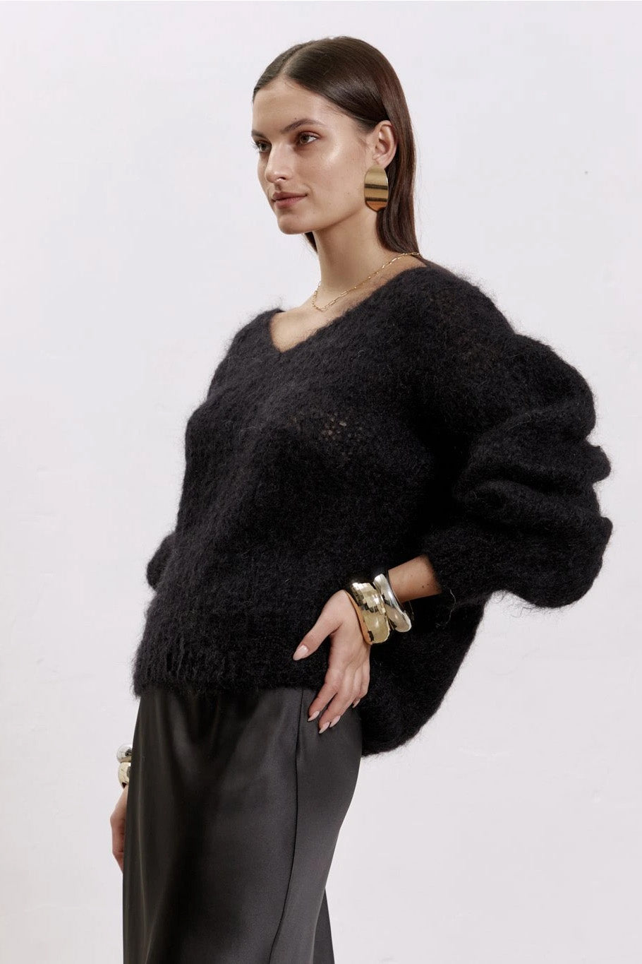 Milana LS Mohair Knit Black