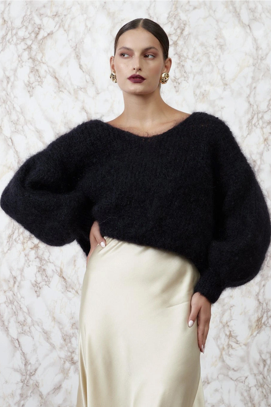 Milana LS Mohair Knit Black