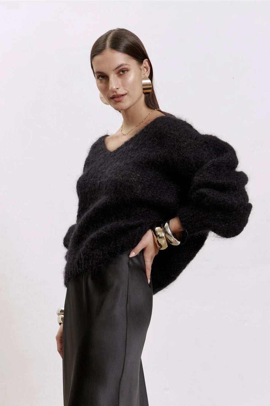 Milana LS Mohair Knit Black