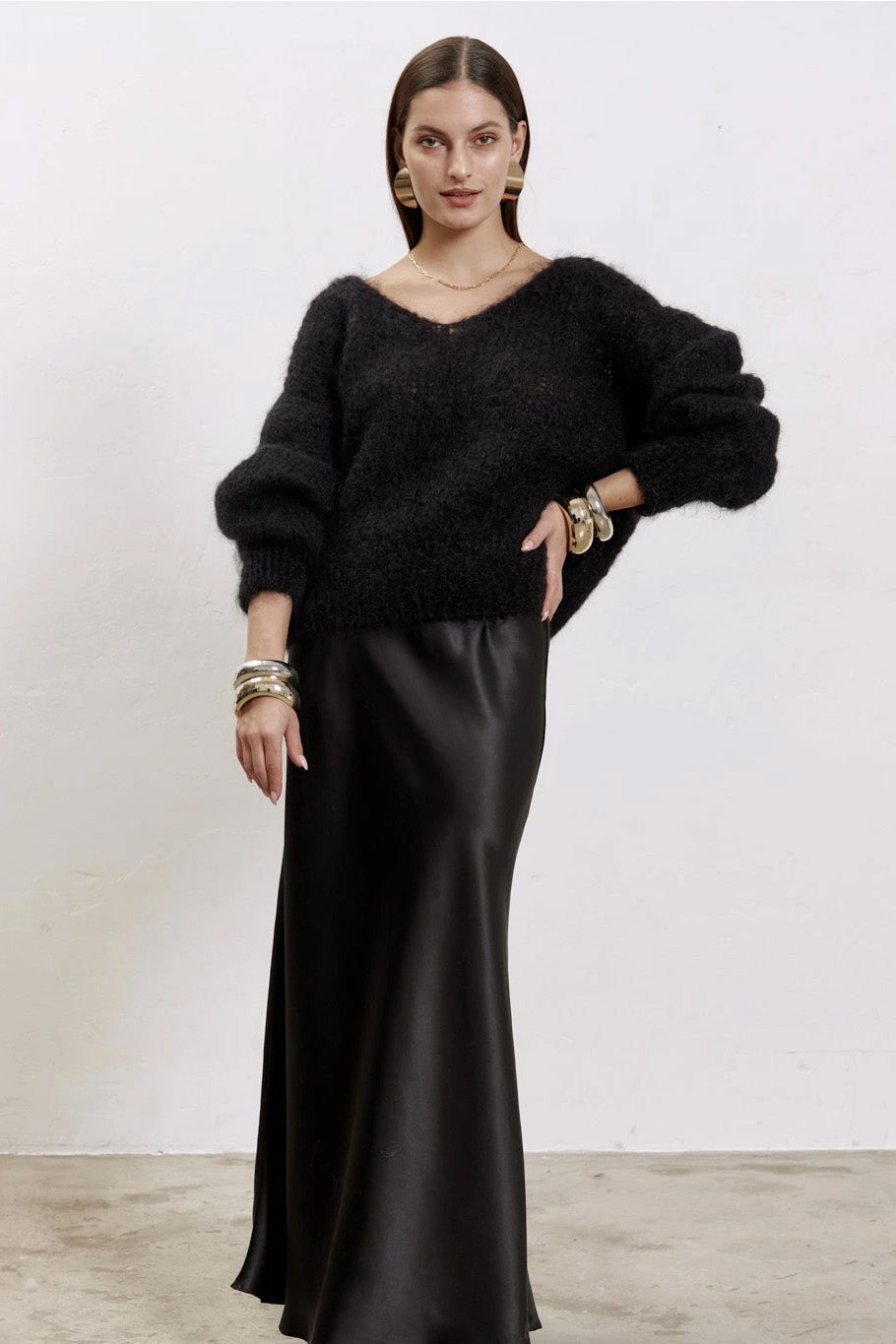 Milana LS Mohair Knit Black