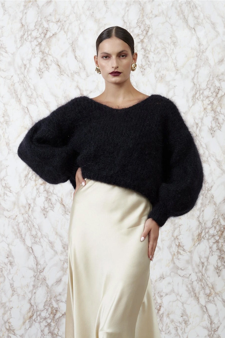 Milana LS Mohair Knit Black