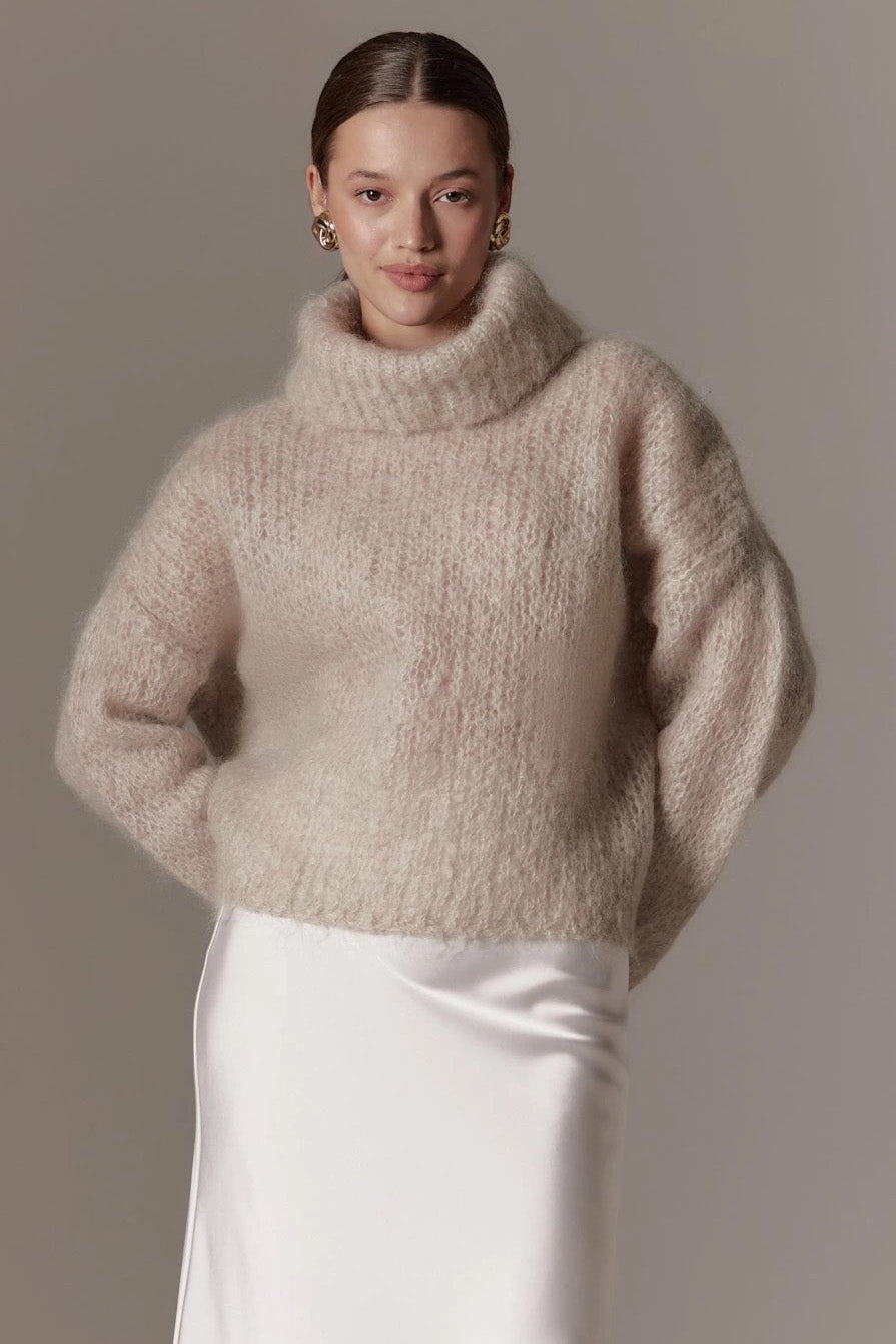 Livia LS Roll Neck Pullover Beige