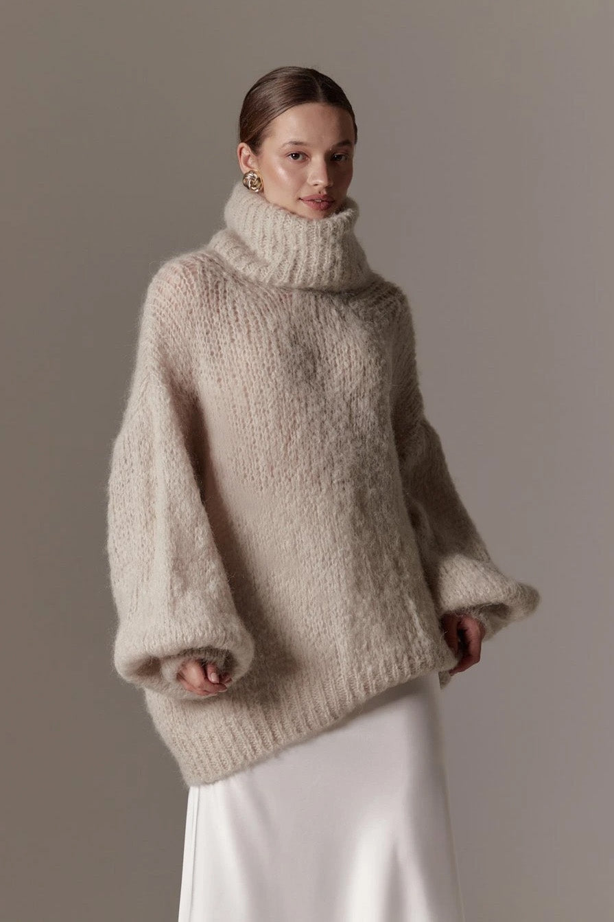 Pepper Roll Neck Alpaca Pullover Beige