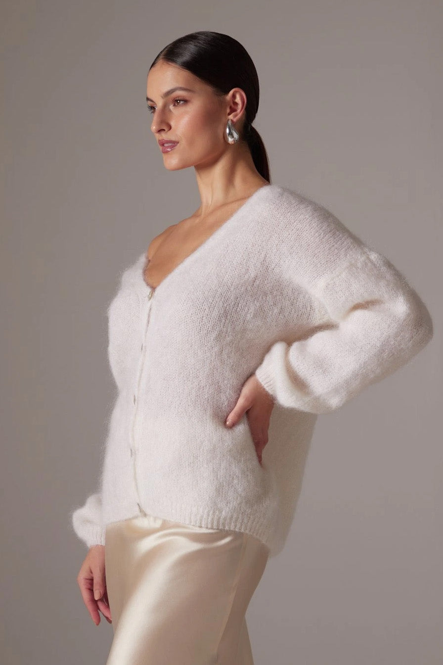 Cornelia LS Cardigan White