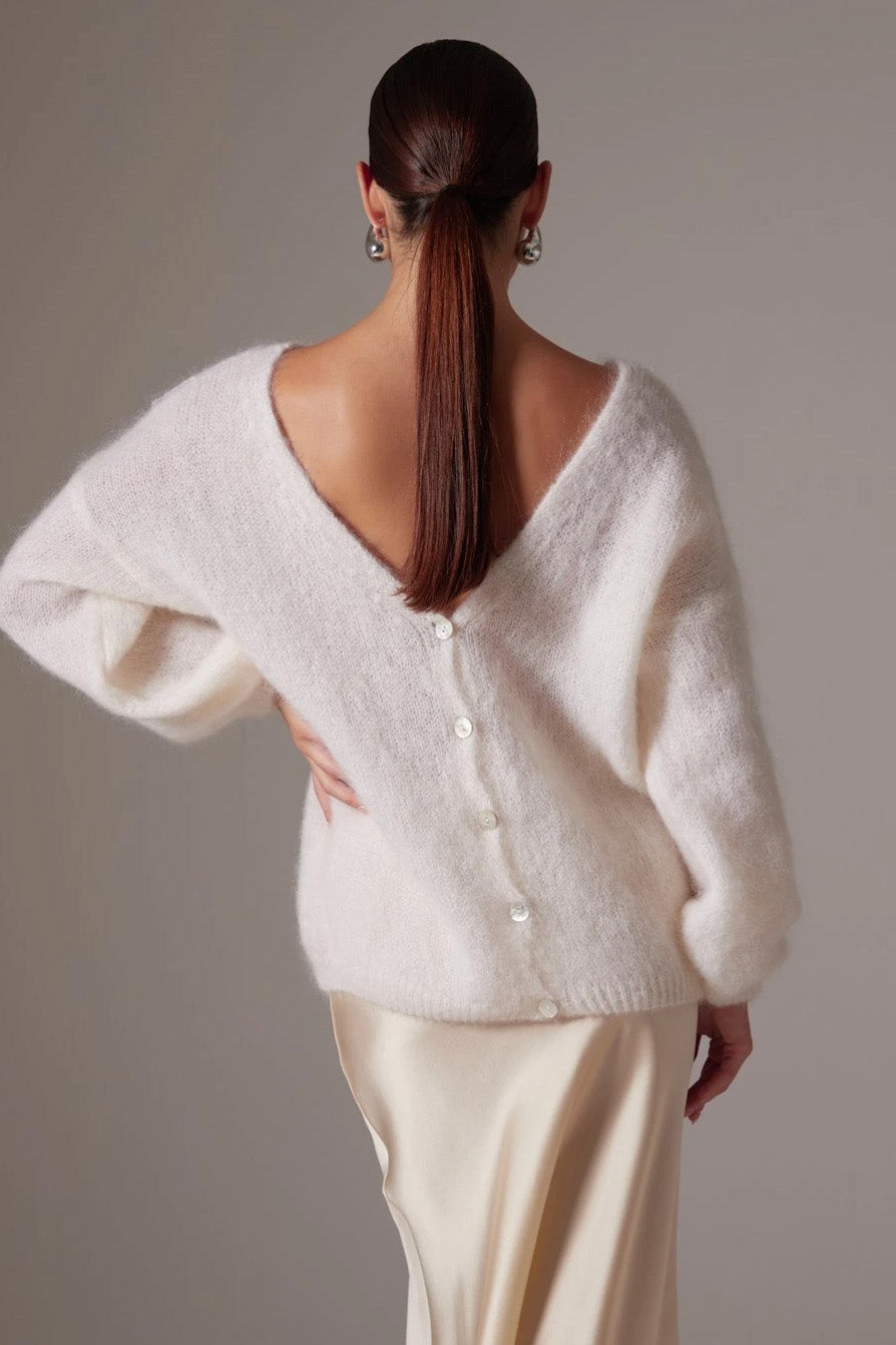 Cornelia LS Cardigan White