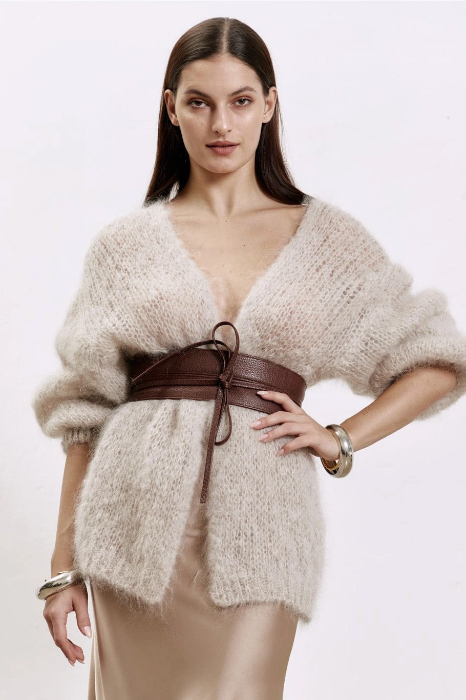 Olivia Mohair Cardigan Without Lurex Beige