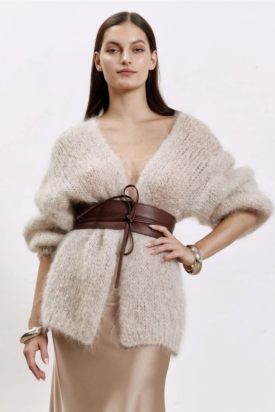 Olivia Mohair Cardigan Without Lurex Beige