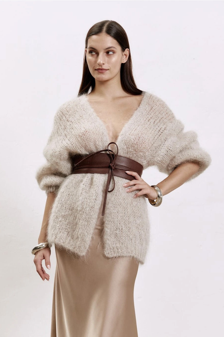 Olivia Mohair Cardigan Without Lurex Beige