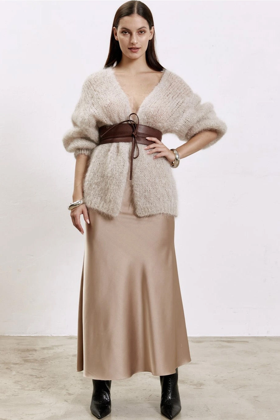 Olivia Mohair Cardigan Without Lurex Beige