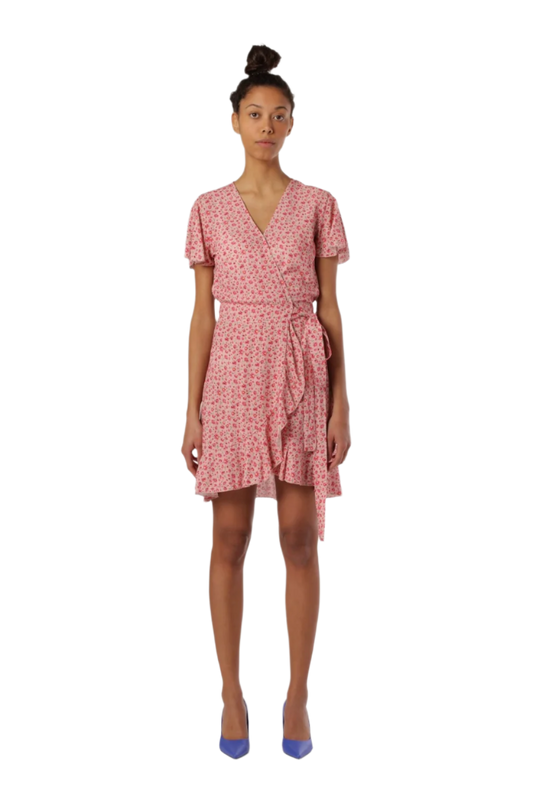 Milly Wrap Dress Short Light Pink Flower