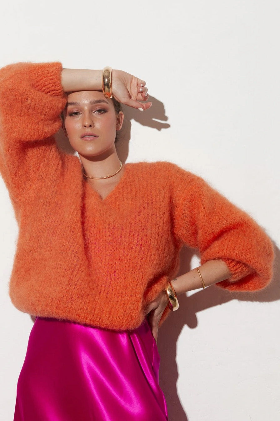 Milana LS Mohair Knit Burnt Orange