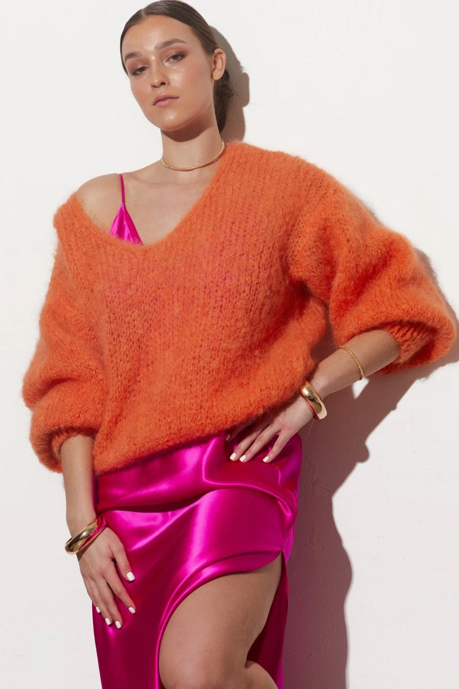 Milana LS Mohair Knit Burnt Orange