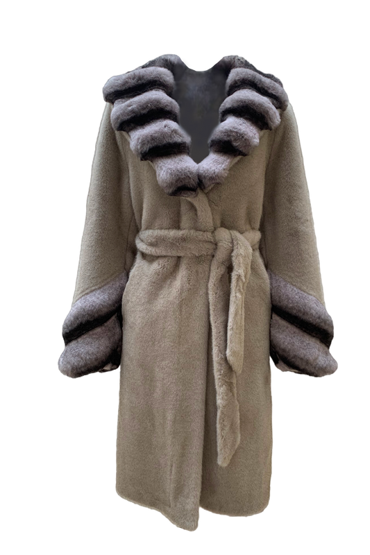 Lusy Faux Fur Long Dark Beige