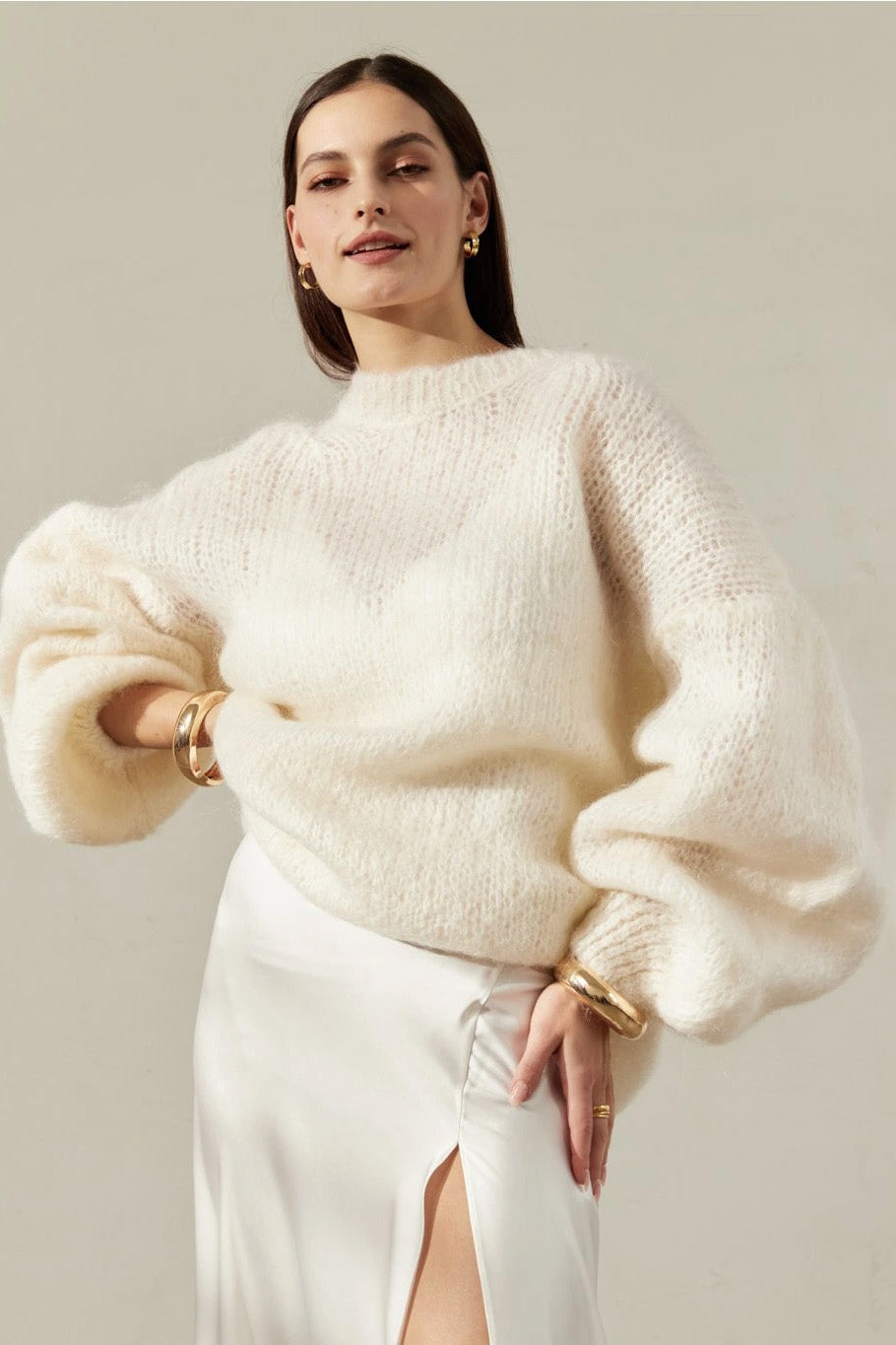 Pepper Round Neck Pullover White