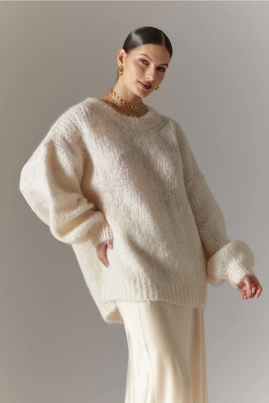 Pepper Round Neck Pullover White