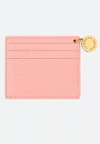 Signature Card Holder Leather with Charm Light Pink