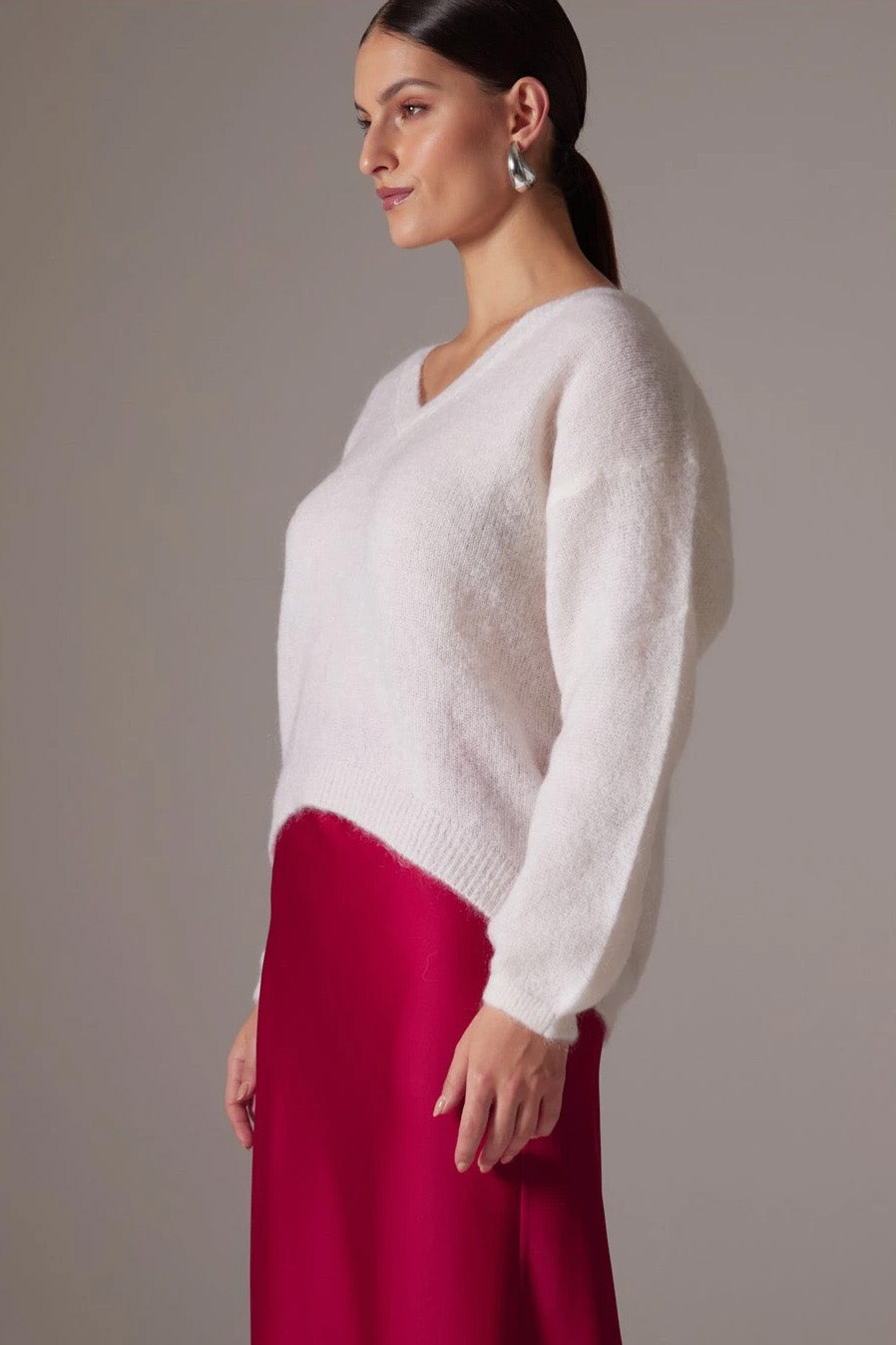 Silja V Neck Knit White