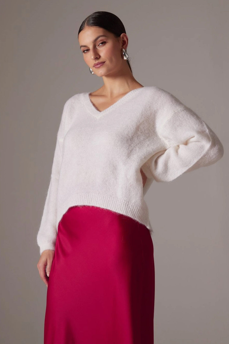 Silja V Neck Knit White