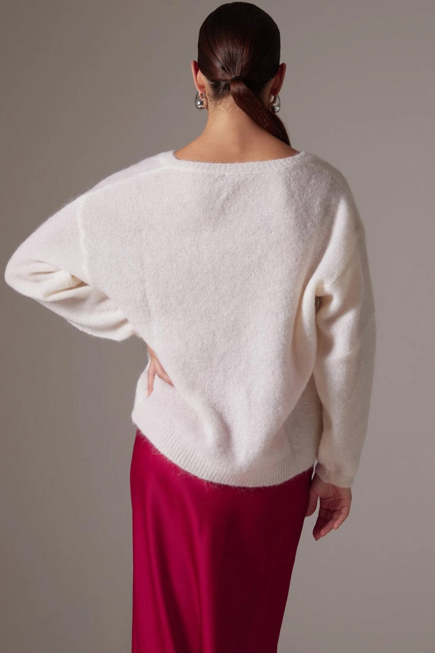 Silja V Neck Knit White