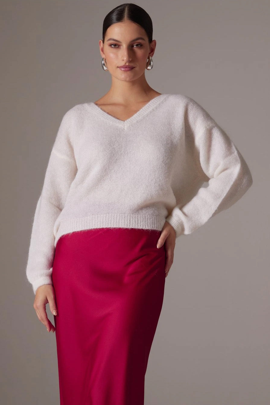 Silja V Neck Knit White