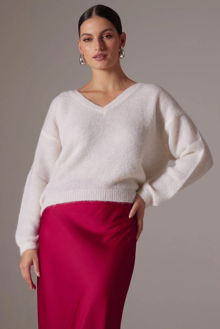 Silja V Neck Knit White