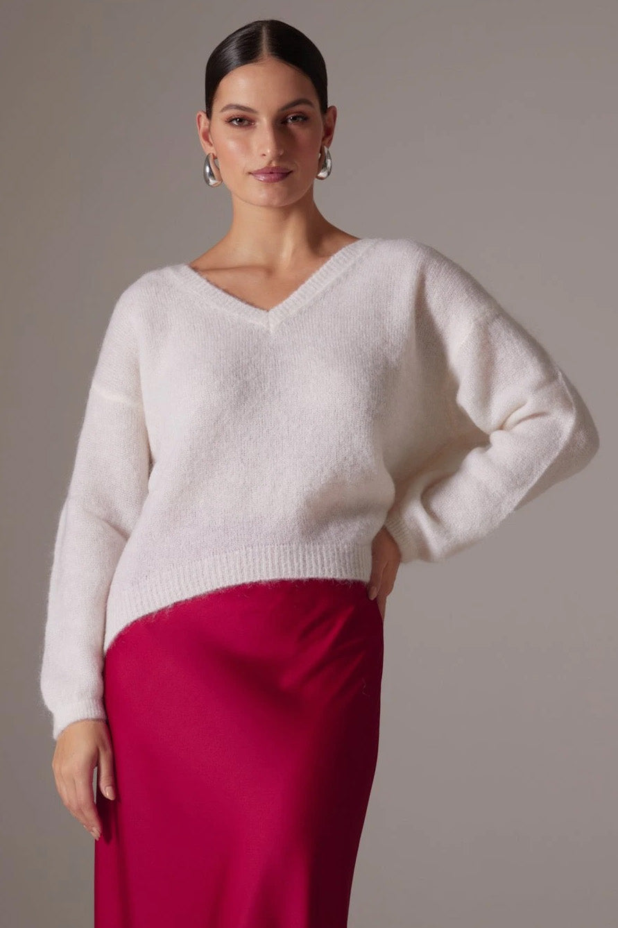 Silja V Neck Knit White