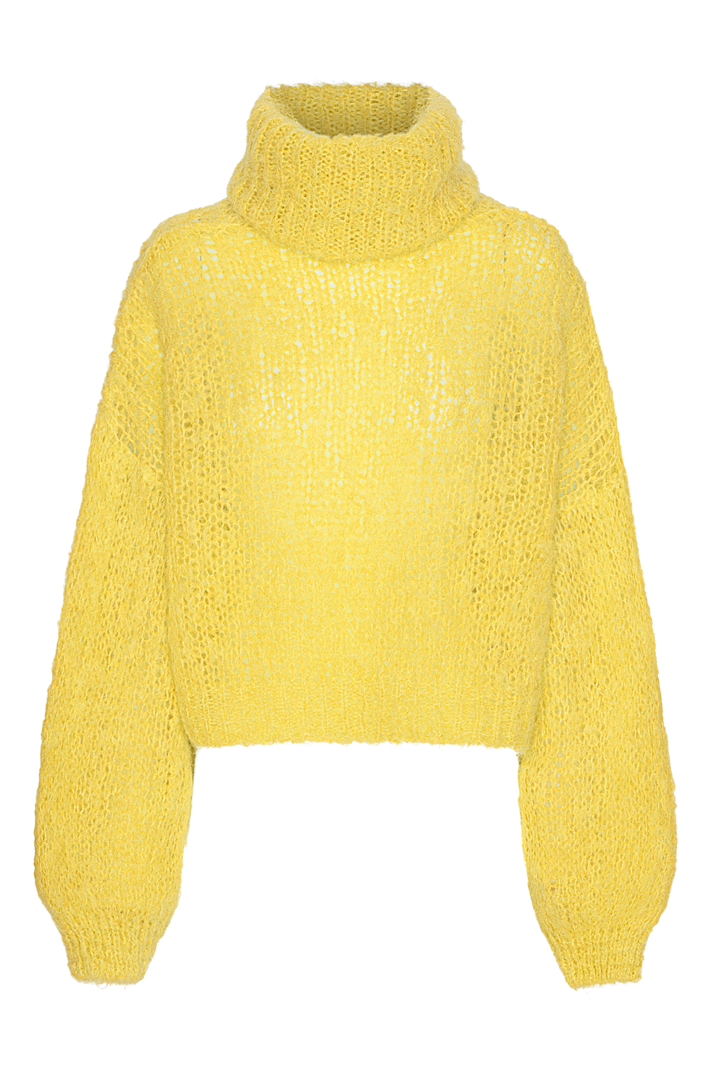 Pepper Roll Neck Alpaca Pullover Cropped Yellow