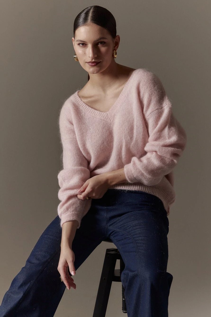 Silja V Neck Knit Light Pink