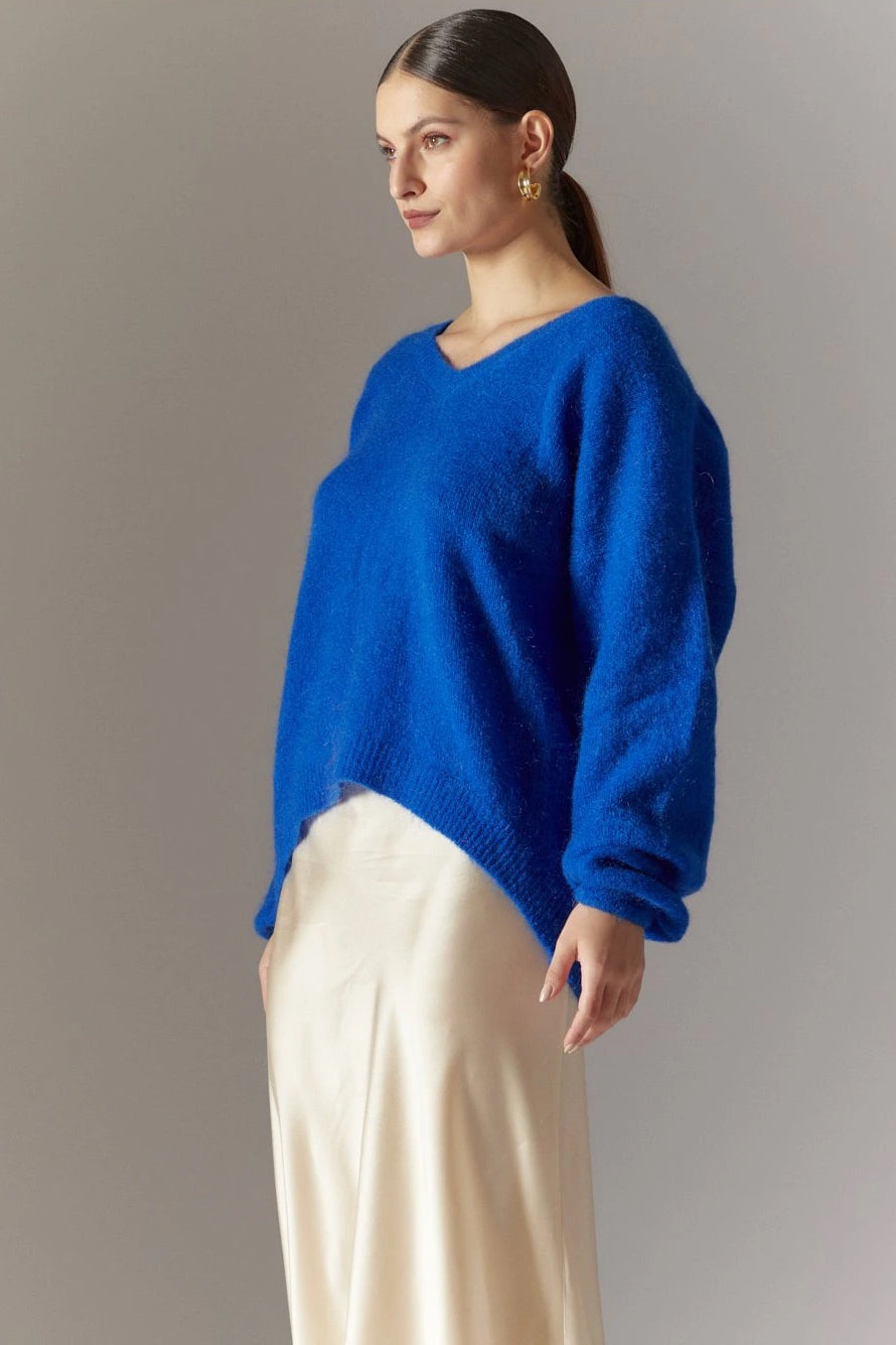 Silja V Neck Knit Electric Blue