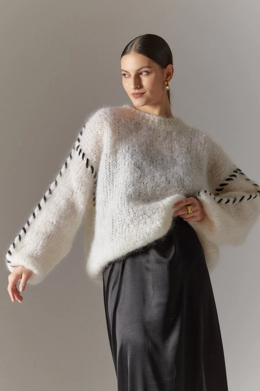 Catia Mohair Stitch Pullover White