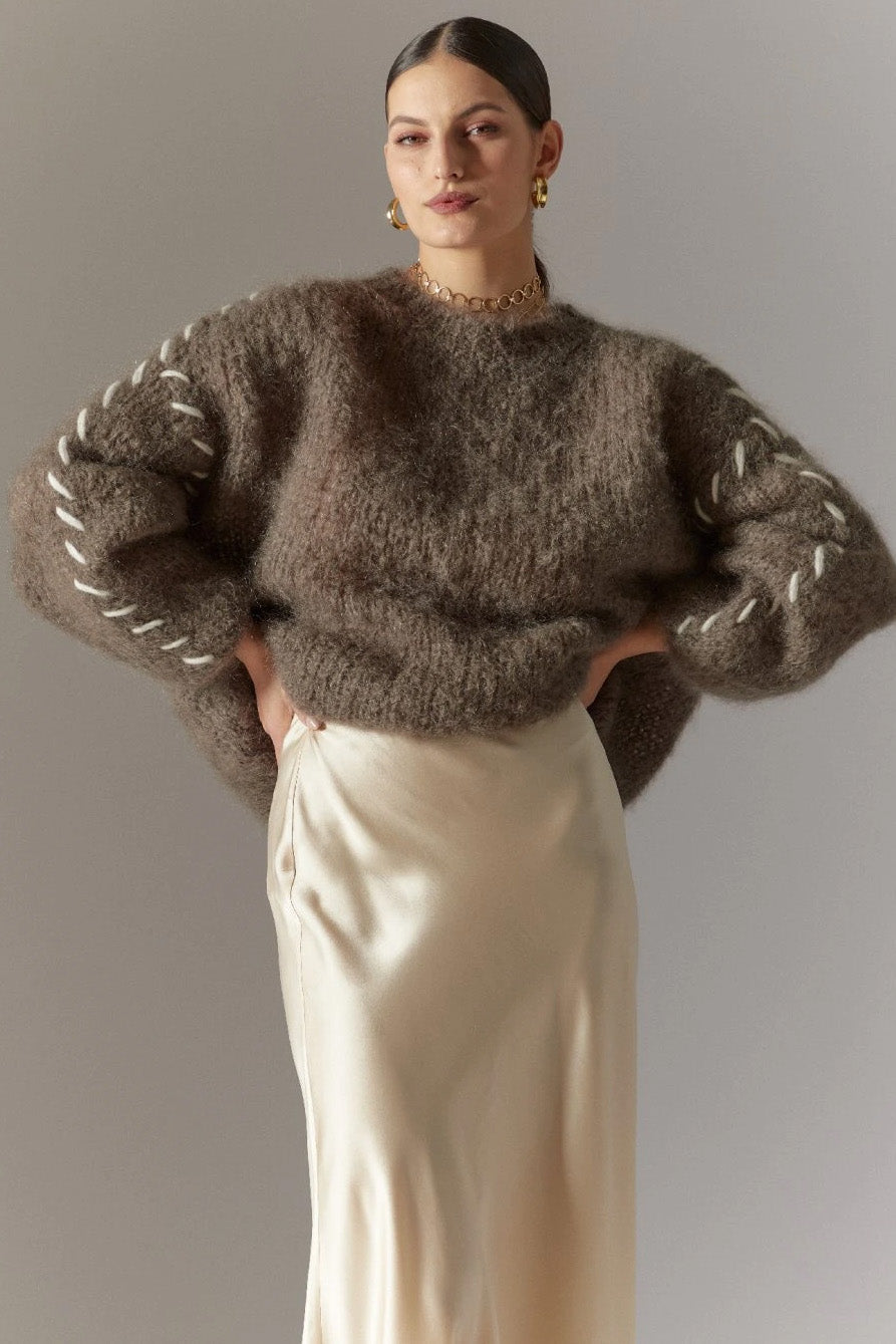 Catia Mohair Stitch Pullover Dark Taupe