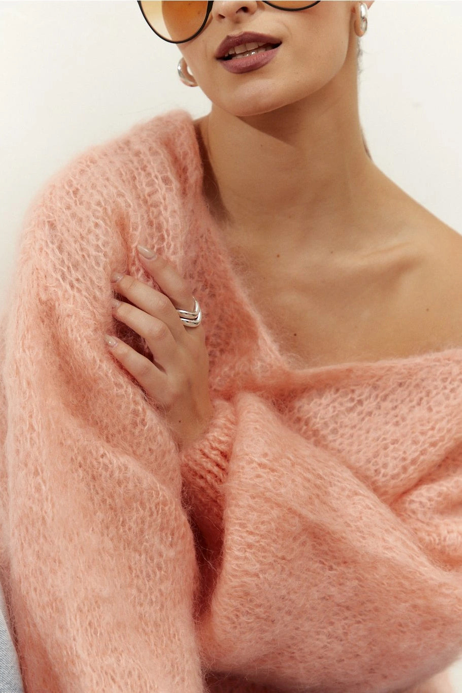 Milana LS Mohair Knit Peach