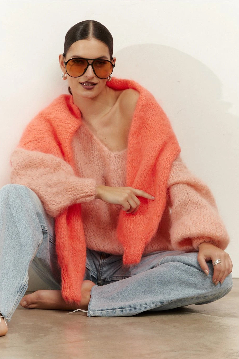 Milana LS Mohair Knit Peach