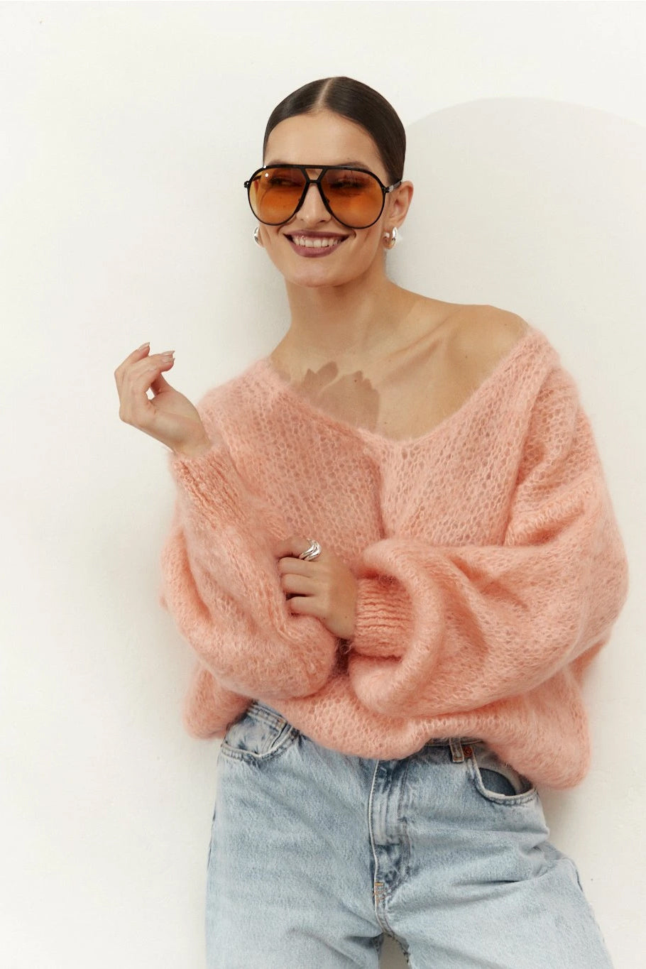 Milana LS Mohair Knit Peach