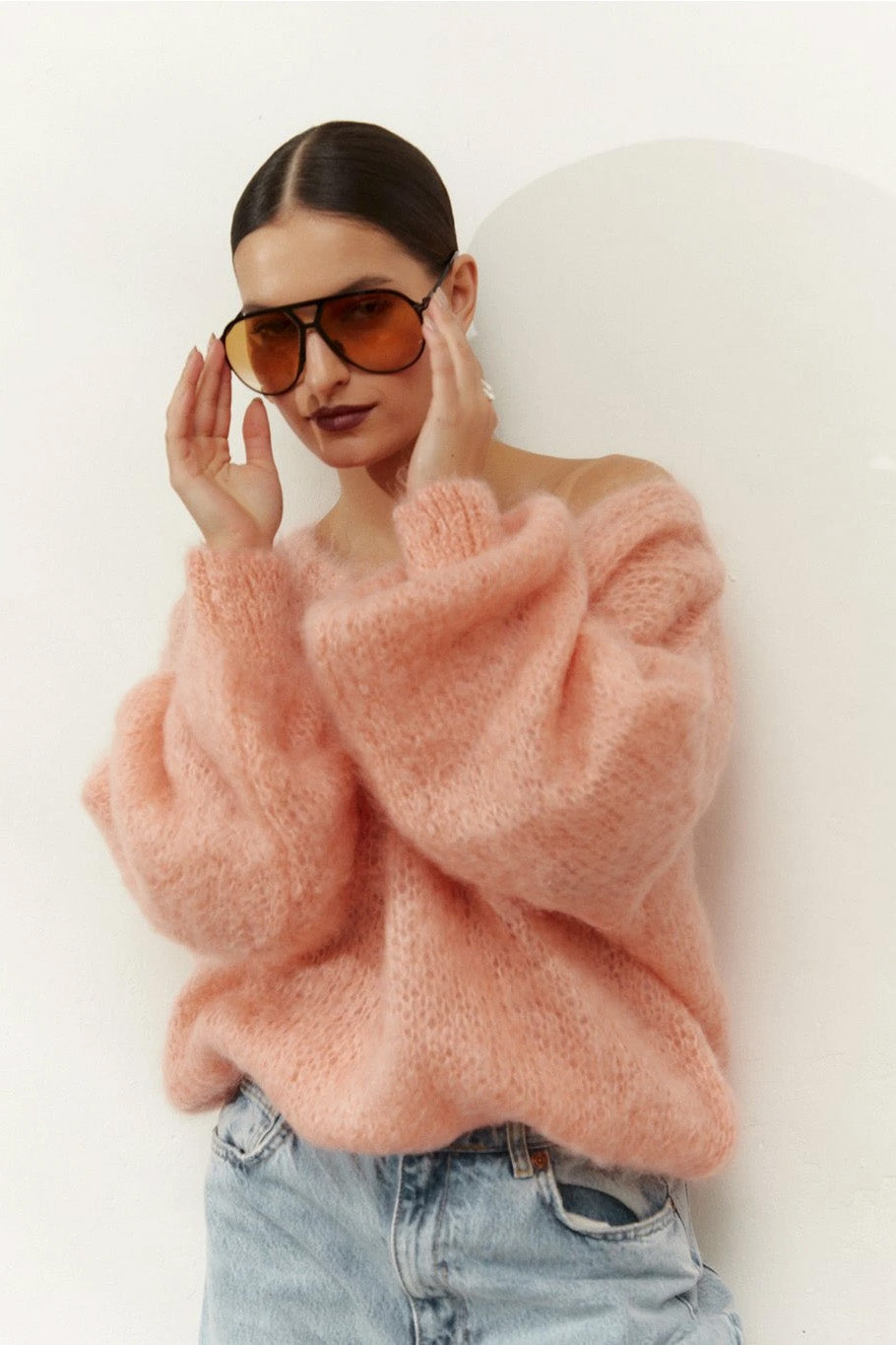 Milana LS Mohair Knit Peach