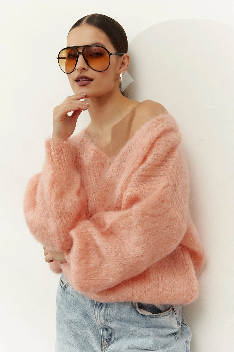 Milana LS Mohair Knit Peach