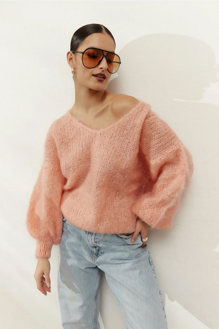 Milana LS Mohair Knit Peach