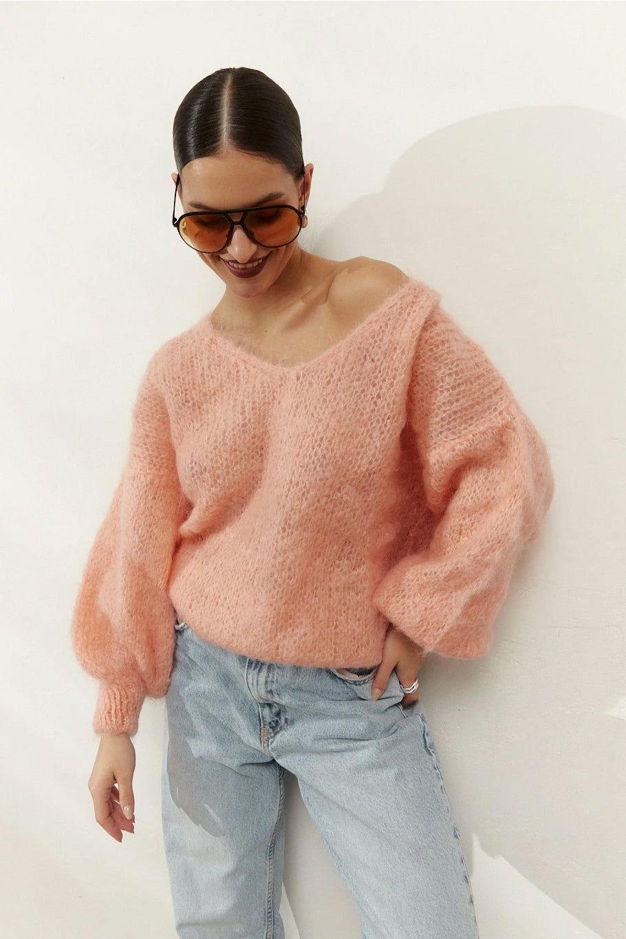 Milana LS Mohair Knit Peach