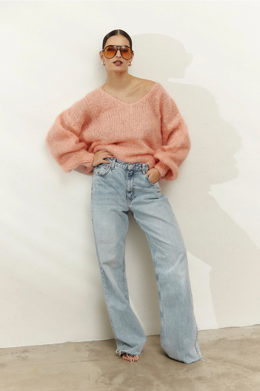 Milana LS Mohair Knit Peach